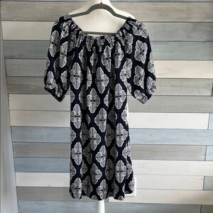 Crown & Ivy Navy Blue and White Patterned Mini Dress.  Like new, worn once